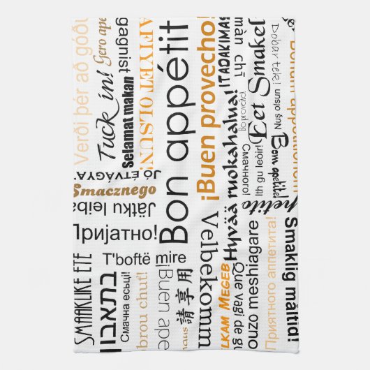 Niet-eetlust in andere talen - oranje theedoek (Verticaal)