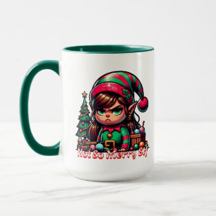 Niet erg vrolijke kerst elf Grappig gepersonalis Mok