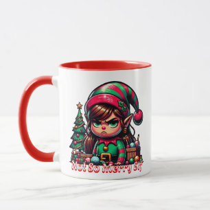 Niet erg vrolijke kerst elf   Grappig gepersonalis Mok