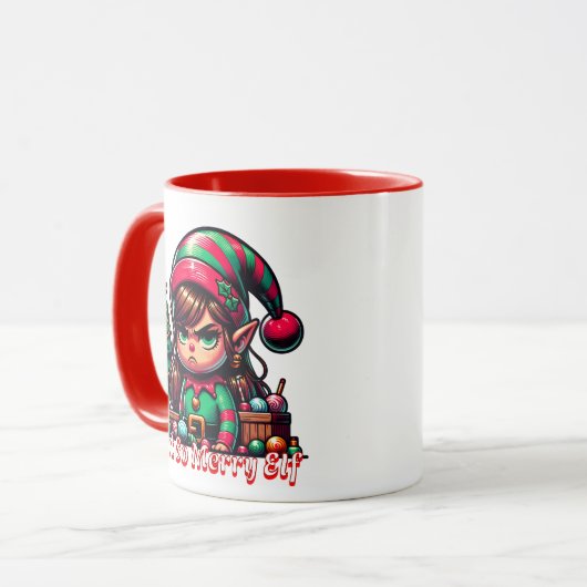 Niet erg vrolijke kerst elf | Grappig gepersonalis Mok (Voorkant links)