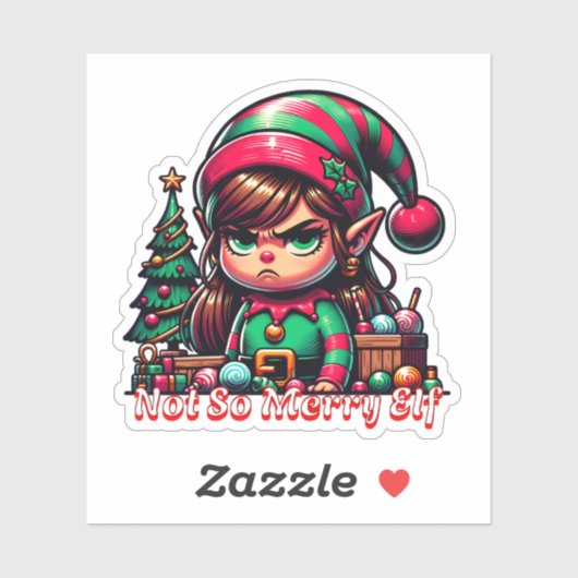 Niet erg vrolijke kerst elf sticker (Vel)