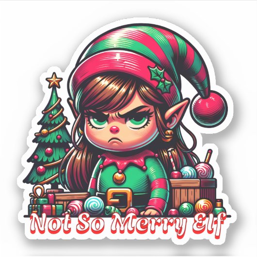 Niet erg vrolijke kerst elf sticker (Voorkant)