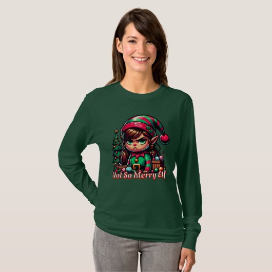 Niet erg vrolijke kerst elf t-shirt (Voorkant volledig)
