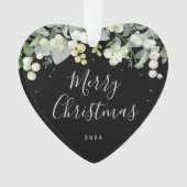 Niet-foto aangepaste Sneeuwbes Hartvormige Kerst  Ornament (voorkant)