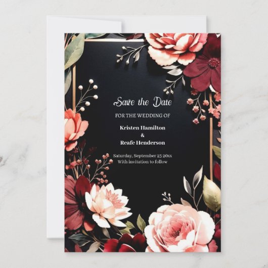 Niet-foto Bourgondische elegantie Save The Date (Voorkant)