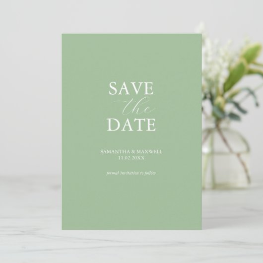 Niet foto bruiloft Bewaar de datum Sage Groen Save The Date (Staand voorkant)