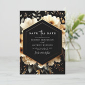 Niet-foto Chic Gold en Black Wedding Save The Date (Staand voorkant)