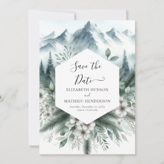 Niet-foto Classic Mountain Wedding Save The Date (Voorkant)