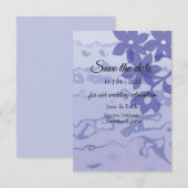 Niet-foto elegante blauwe bloemige Save the Date (Voorkant / Achterkant)