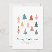 Niet Foto Elegante Eenvoudige Groene Kerstbomen Feestdagenkaart (Voorkant)