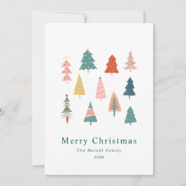 Niet Foto Elegante Eenvoudige Groene Kerstbomen Feestdagenkaart