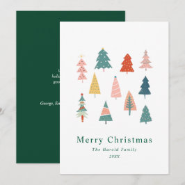 Niet Foto Elegante Eenvoudige Groene Kerstbomen Feestdagenkaart