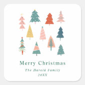 Niet Foto Elegante Groene Kerstbomen Vierkante Sticker (Voorkant)
