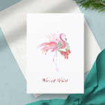 Niet Foto Florida Beach Kerst Kaarten<br><div class="desc">Deze niet-foto Florida beach kerstkaart is voorzien van een waterverf roze flamingo met krans en strik in tinten van tropische pinkmas kleuren op een heldere witte achtergrond. De woorden "warmste wensen" komen voor in een moderne penseelscripttypografie. De binnenkant is leeg voor uw aangepaste begroeting. Personaliseer de woorden om Zeeen en...</div>