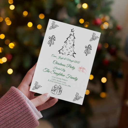 Niet-foto grillige kerst uitnodiging