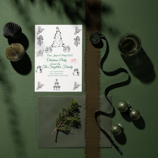 Niet-foto grillige kerst uitnodiging