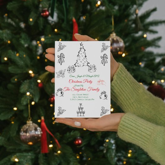 Niet-foto grillige kerst uitnodiging