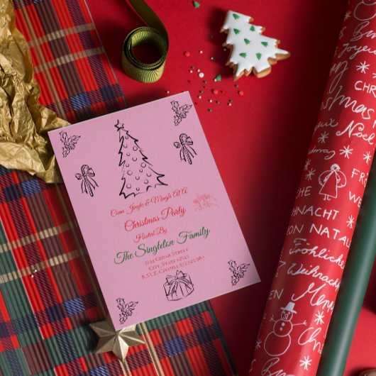 Niet-foto grillige kerst uitnodiging