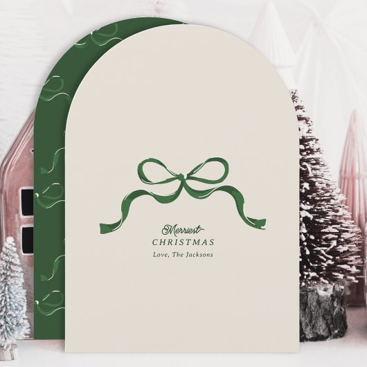 Niet Foto Groene Retro Kerstboog Arch Card Kaart