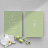 Niet-foto Mintgroene Monogram Save the Date Aankondiging