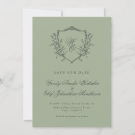 Niet-foto Olive Sage  Bloemkam Monogram Save The Date