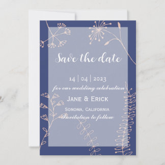 Niet-foto Simple Blue Wild Flower Save The Date