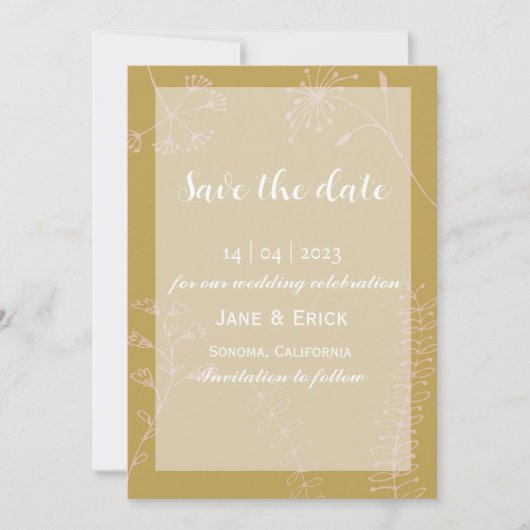 Niet Foto Simple Savannah Green Wild Flower Save The Date (Voorkant)