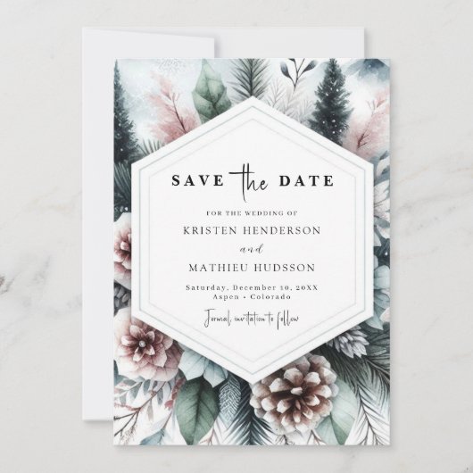 Niet foto Stijlvolle berg bruiloft Save The Date (Voorkant)