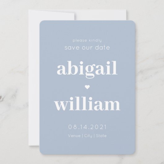 Niet Foto Stoffig Blauw Eenvoudig Modern Minimalis Save The Date (Voorkant)