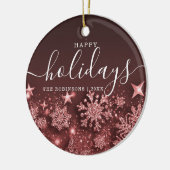 Niet-fotofeestdag kerstmis Glitter Snow Roos Gold Keramisch Ornament (Links)