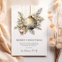 Niet-Fotografische Aquarel Gouden Kerstbal Kerstmi