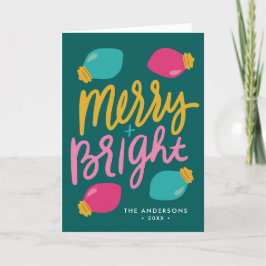 Niet-foto's met Merry en Bright kerstlampjes Feestdagen Kaart