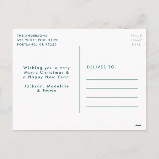 Niet-foto's met Merry en Bright kerstlampjes Feestdagenkaart (Achterkant)