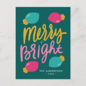 Niet-foto's met Merry en Bright kerstlampjes Feestdagenkaart (Voorkant)