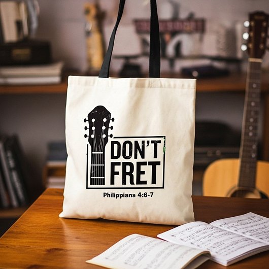 Niet fret (Filippijnen 4:6-7) gitaar Tote Bag
