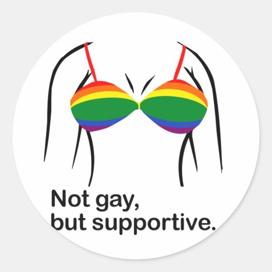 NIET GAY MAAR SUPPORTIVE BRA -.png Ronde Sticker (Voorkant)