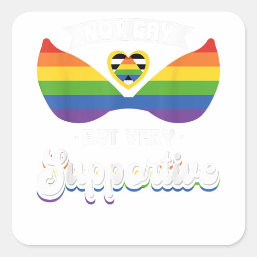 Niet gay maar zeer ondersteunend ontwerp vierkante sticker (Voorkant)