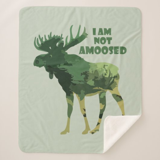 Niet-geamuseerd Camouflage Moose Animal Wildlife Sherpa Deken (Voorkant)