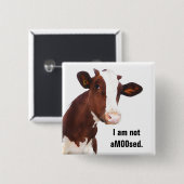 Niet geamuseerd - Funny Cow Joke Vierkante Button 5,1 Cm (Voorkant /achterkant)
