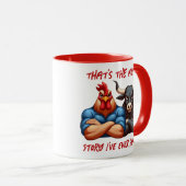 Niet geamuseerde haan en os gevouwen armen Stare Mok (Voorkant rechts)