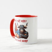 Niet geamuseerde haan en os gevouwen armen Stare Mok (Voorkant links)