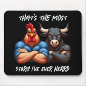 Niet geamuseerde haan en os gevouwen armen Stare Muismat (Voorkant)