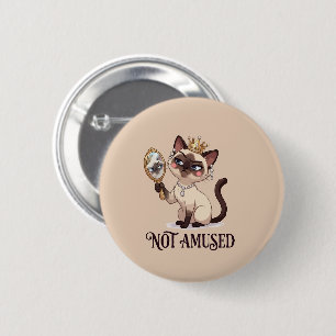 Niet Geamuseerde Koninklijke Siamese Kat Ronde Button 5,7 Cm
