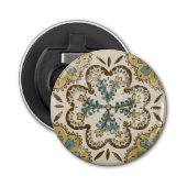 Niet-gebluste batik Square II Button Flesopener (Voorkant)