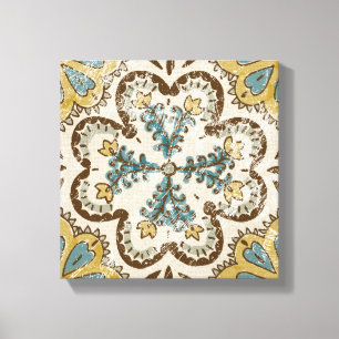 Niet-gebluste batik Square II Canvas Afdruk