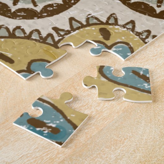 Niet-gebluste batik Square II Legpuzzel (Zijkant)