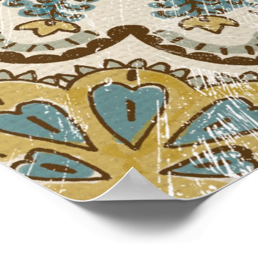 Niet-gebluste batik Square II Poster (Hoek)