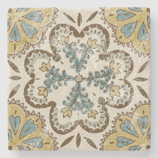 Niet-gebluste batik Square II Stenen Onderzetter (Voorkant)