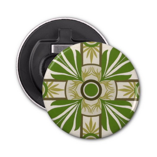 Niet-gebluste palmmotif I Button Flesopener (Voorkant)
