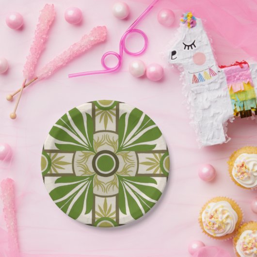 Niet-gebluste palmmotif I Papieren Bordje (Feest)